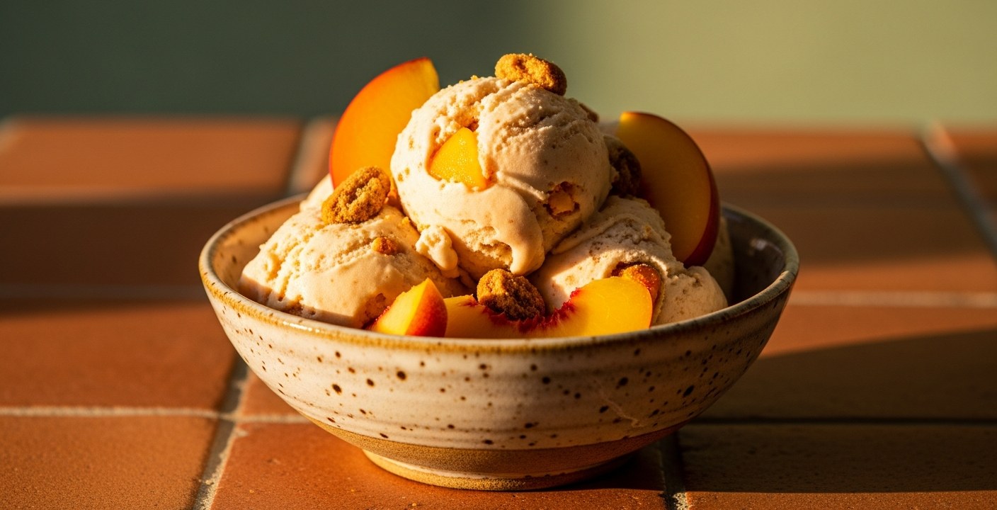 Gelato di pesche gialle e amaretti con Disaronno